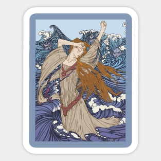 Pre-Raphaelite Girl 3 (Blue) Sticker